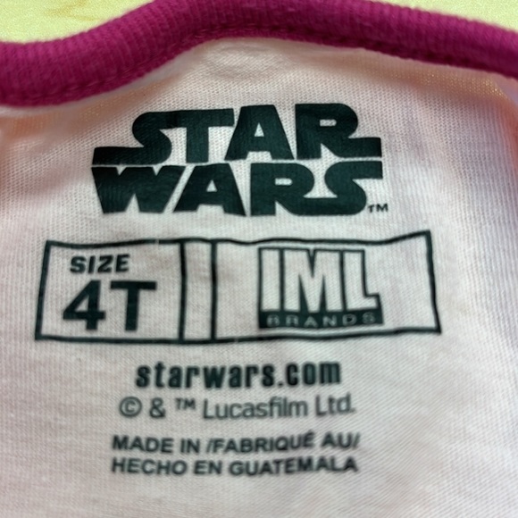 Gently used STAR WARS pink, baby yoda/mandalorian tshirt, 4t, sparkles! - Picture 2 of 3
